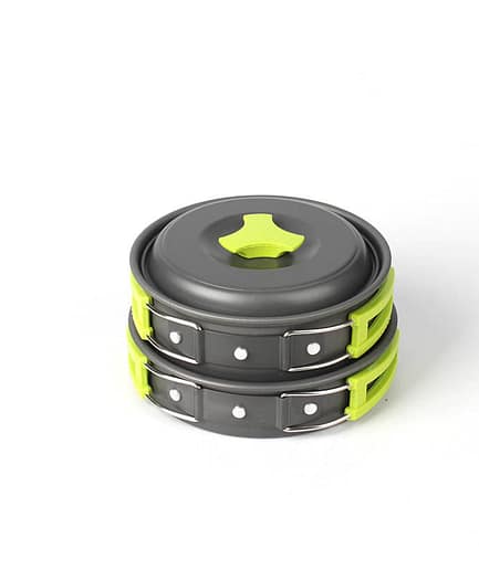 Backpacking Camping Cookware Set, Portable Outdoor Cooking Kit with Tableware, Durable & Lightweight, Foldable Storage Bag