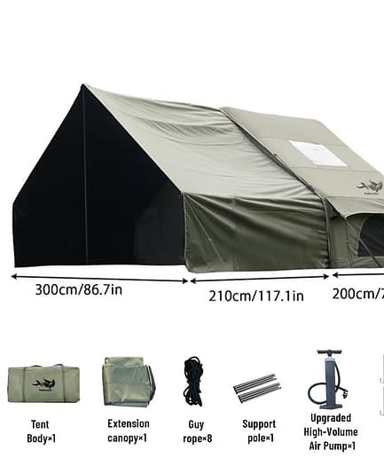 Large Inflatable Glamping Tent with Skylight, Breathable Mesh Air Tent for Summer Camping & Backpacking